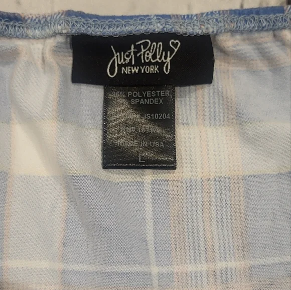 Nwot Just Polly Plaid Mini Skirt With Front Slit Elastic Waist #123 - Picture 3 of 3
